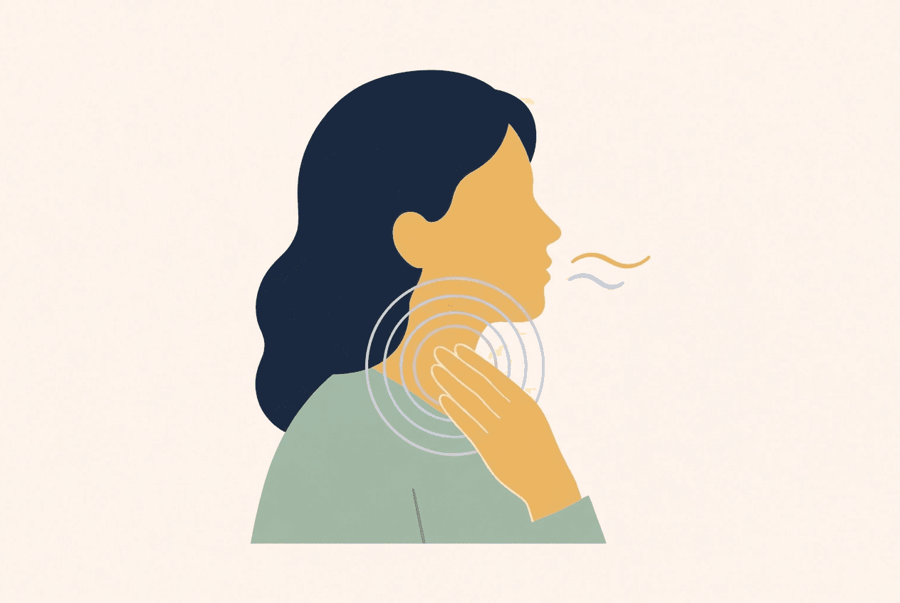 Illustration of a person touching their throat
